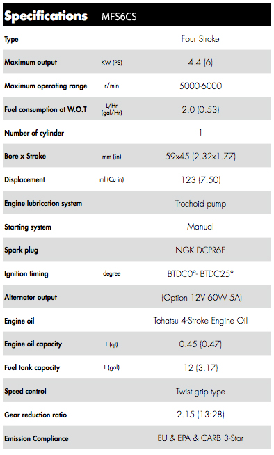 Tohatsu MFS6DD S : 4STR Short Shaft, Integral Tank - Image 3