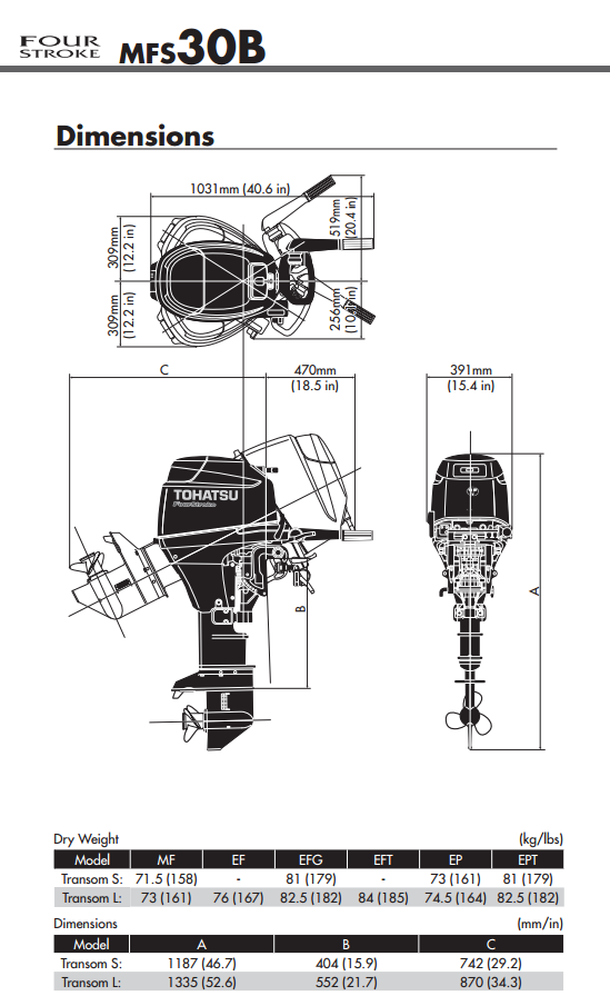 Tohatsu MFS30DS : 4STR Short Shaft, EFI - Image 4